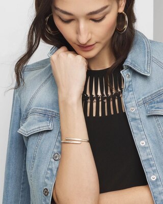 Gold Pave Overlap Hinge Bracelet | White House Black Market